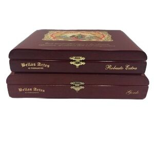 Set of 2 Empty Cigar Boxes Bellas Artes AJ Fernandez Snap Front Clasps Hinged
